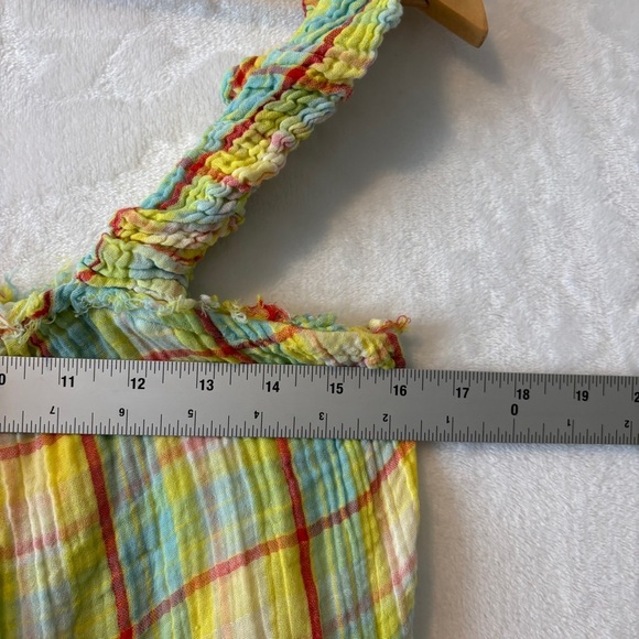 Anthropologie womens yellow green casual Plaid Ruffle Mini‎ tank Dress size XS - Picture 4 of 9